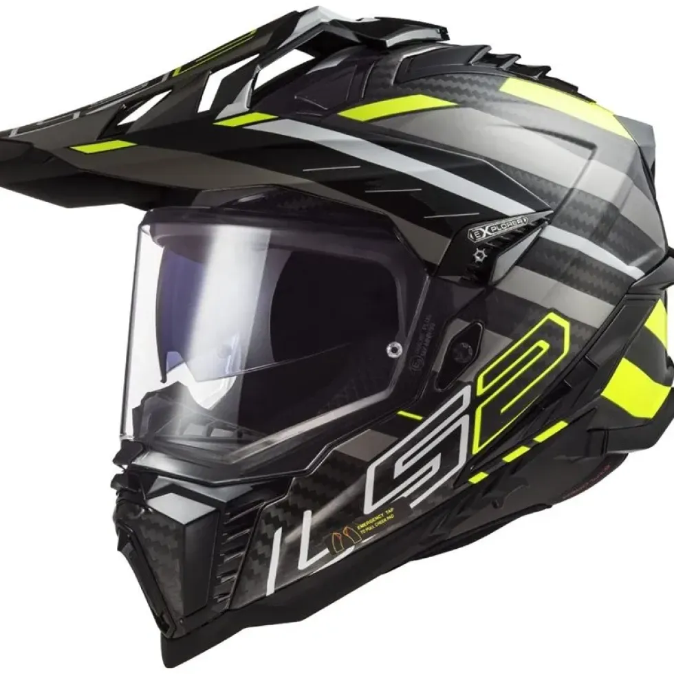 Hjälm Ls2 Mx701 Explorer Carbon Edge Svart/Gul